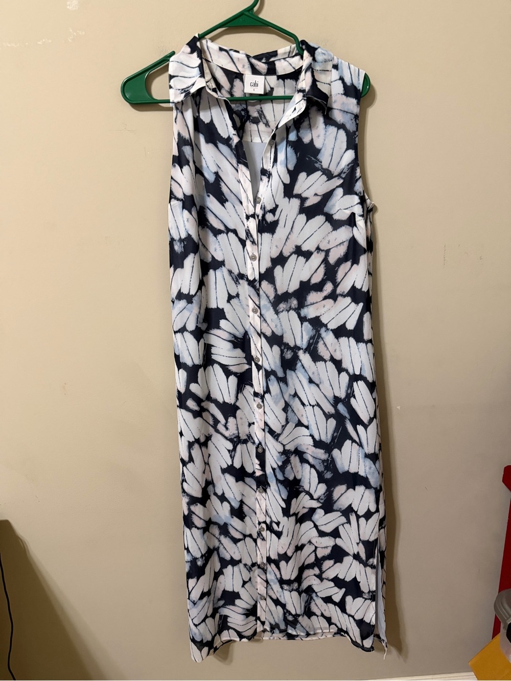 Cabi Light Blue Sleeveless Maxi shirt dress lined small preppy classy